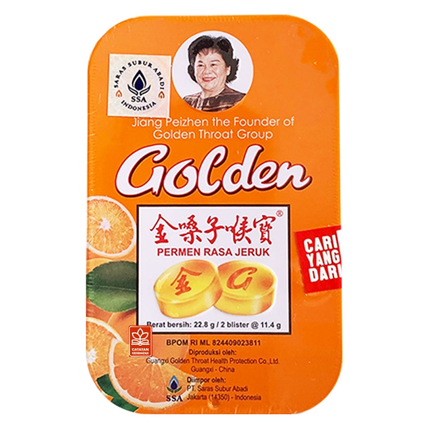 Gambar Golden Throat Permen Pelega Tenggorokan Rasa Jeruk - 12 Tablet Jenis Obat