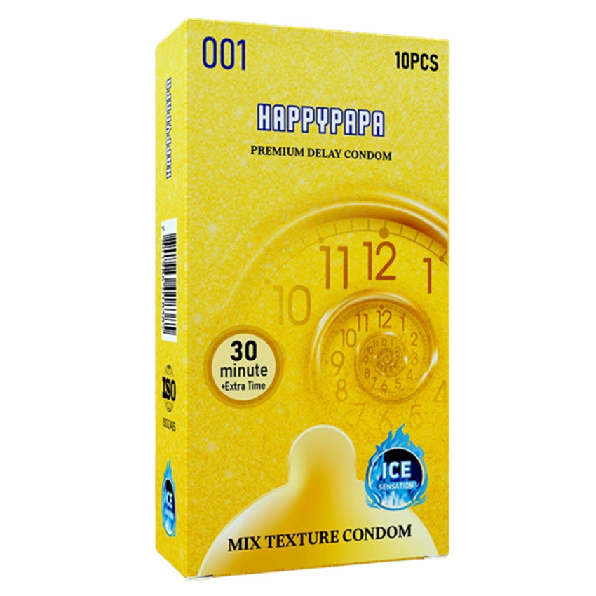 Happypapa Kondom 001 Gerigi Pipa Ice Gold - 10 Pcs