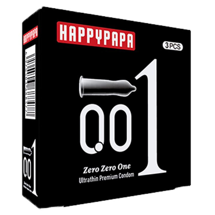 Happypapa Kondom 001 Super Tipis Hitam - 3 Pcs