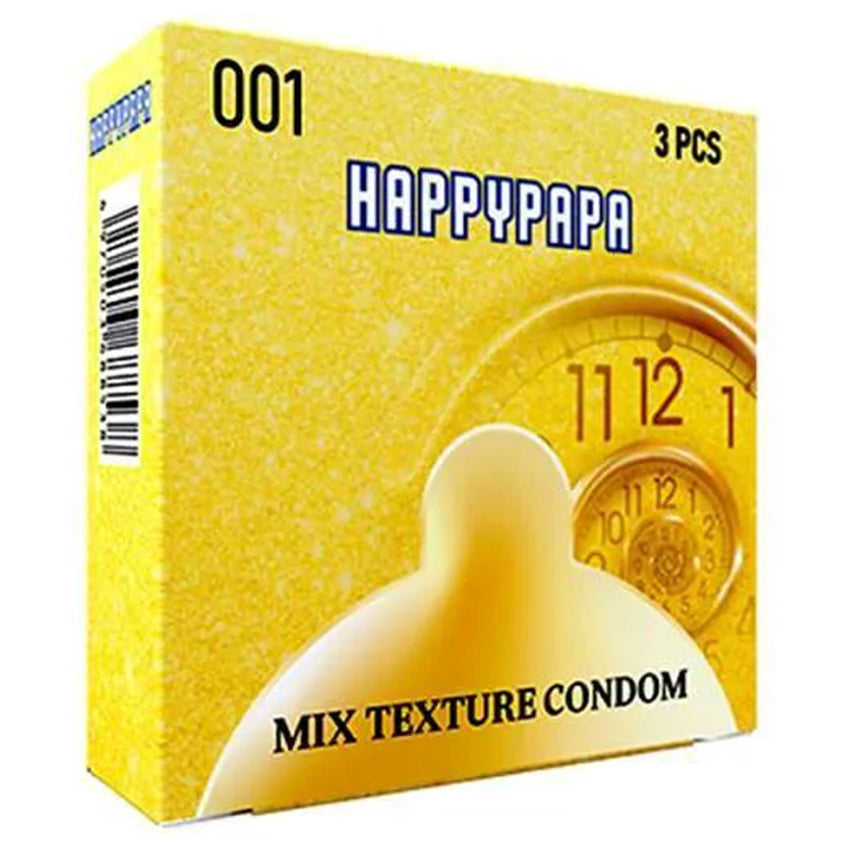 Happypapa Kondom 001 Gerigi Pipa Ice Gold - 3 Pcs