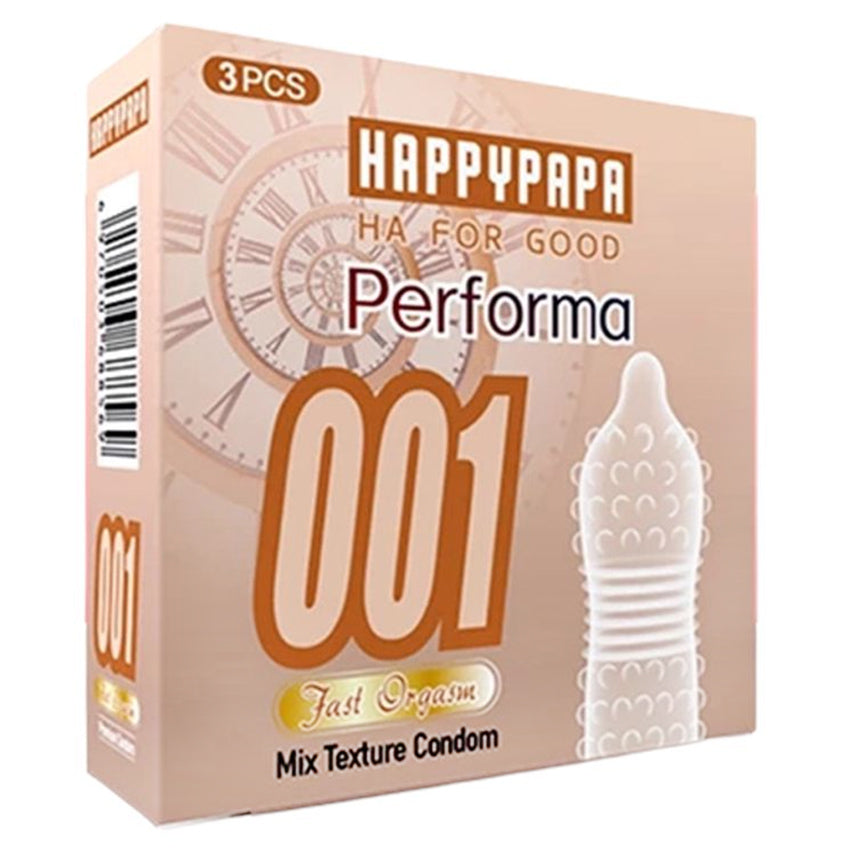 Happypapa Kondom 001 Gerigi Pipa Hot - 3 Pcs