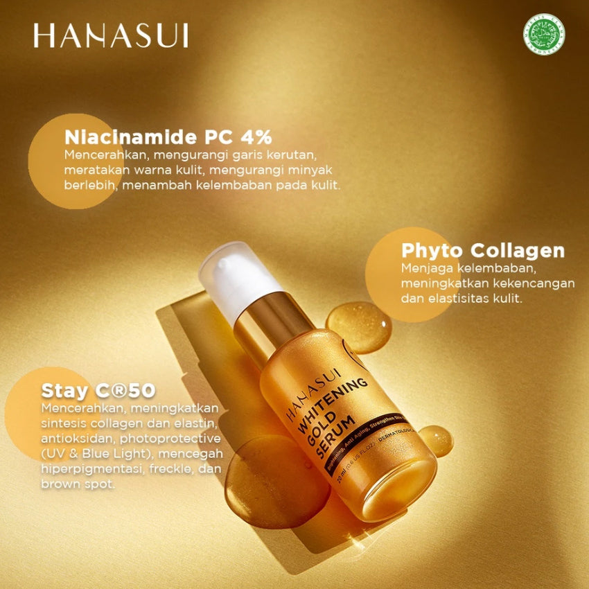 Hanasui Whitening Gold Serum untuk Anti Aging - 20 mL