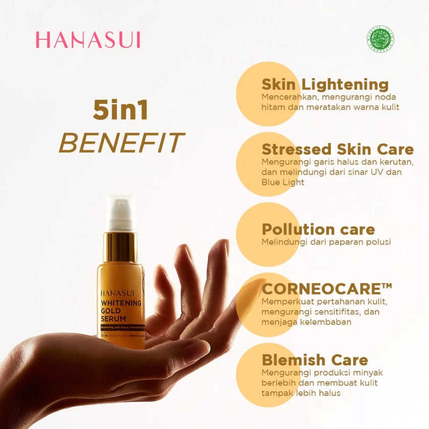 Hanasui Whitening Gold Serum untuk Anti Aging - 20 mL