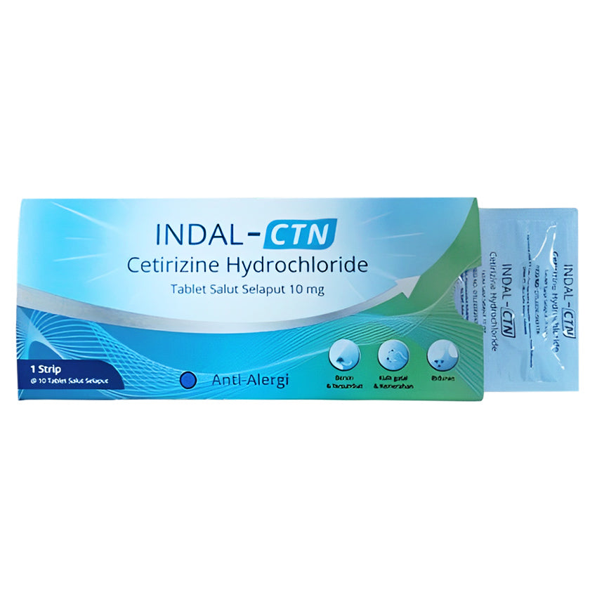 Indal-CTN Cetirizine Hydrochloride 10 mg Obat Alergi - 10 Tablet