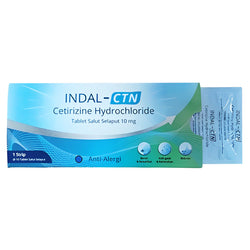 Gambar Indal-CTN Cetirizine Hydrochloride 10 mg Obat Alergi - 10 Tablet Obat