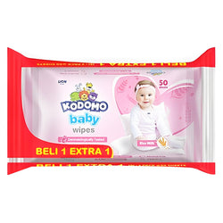 Gambar Kodomo Baby Wipes Rice Milk Pink - 50 Sheets [Buy 1 Extra 1] Perlengkapan Bayi & Anak