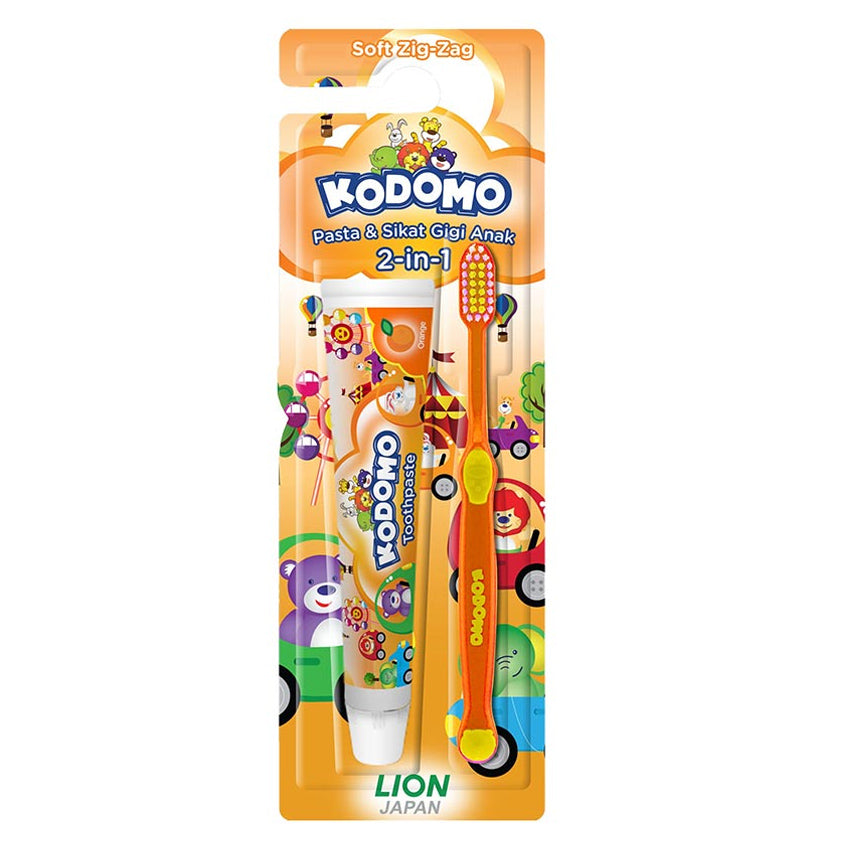 Gambar Kodomo Zigzag 2in1 Toothbrush & Toothpaste - 1 Pcs Jenis Perlengkapan Bayi & Anak