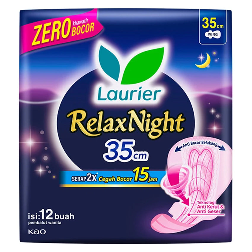 Laurier Relax Night Pembalut Wanita Wing 35cm - 12 pcs