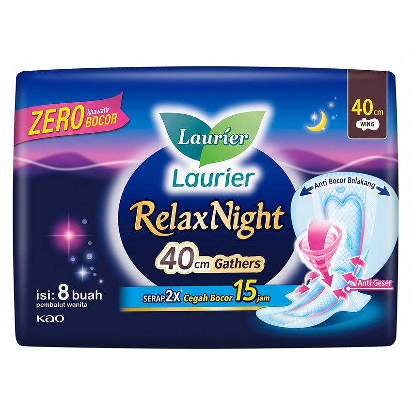 Laurier Relax Night with Gathers 40 cm - 8 Pads