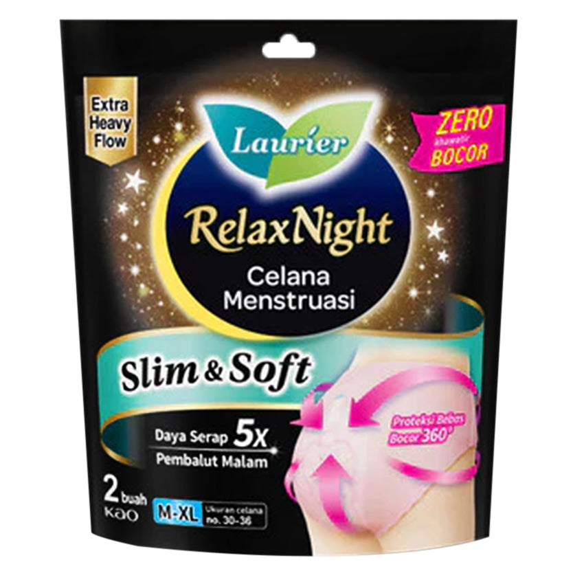 Laurier Relax Night Slim & Soft Celana Menstruasi - 2 Pads - Size M-XL