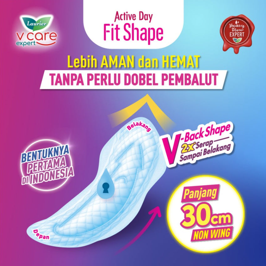 Gambar Laurier Active Day Fit Shape Non Wing 30 cm - 16 Pads Jenis Perawatan Ms V