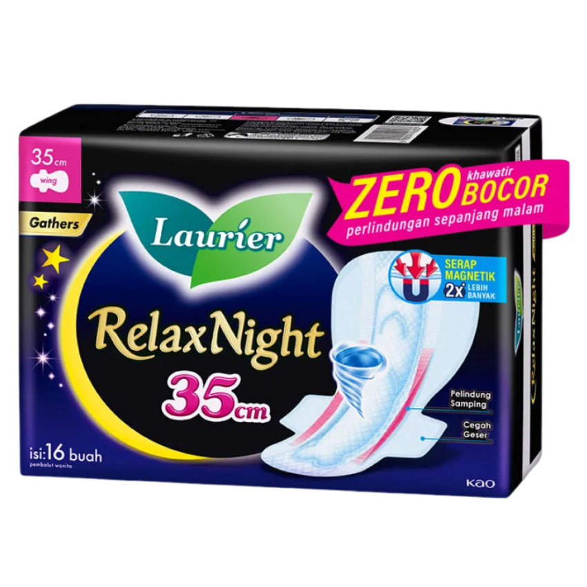 Laurier Relax Night Pembalut Wanita Wing With Gathers 35cm - 16 Pads