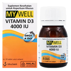 Gambar Mywell Vitamin D3 4000 IU - 20 Tablet Suplemen Kesehatan