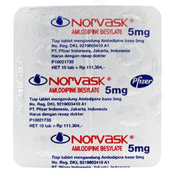 Gambar Norvask 5 mg Obat Hipertensi - 10 Tablet [Pfizer] Obat