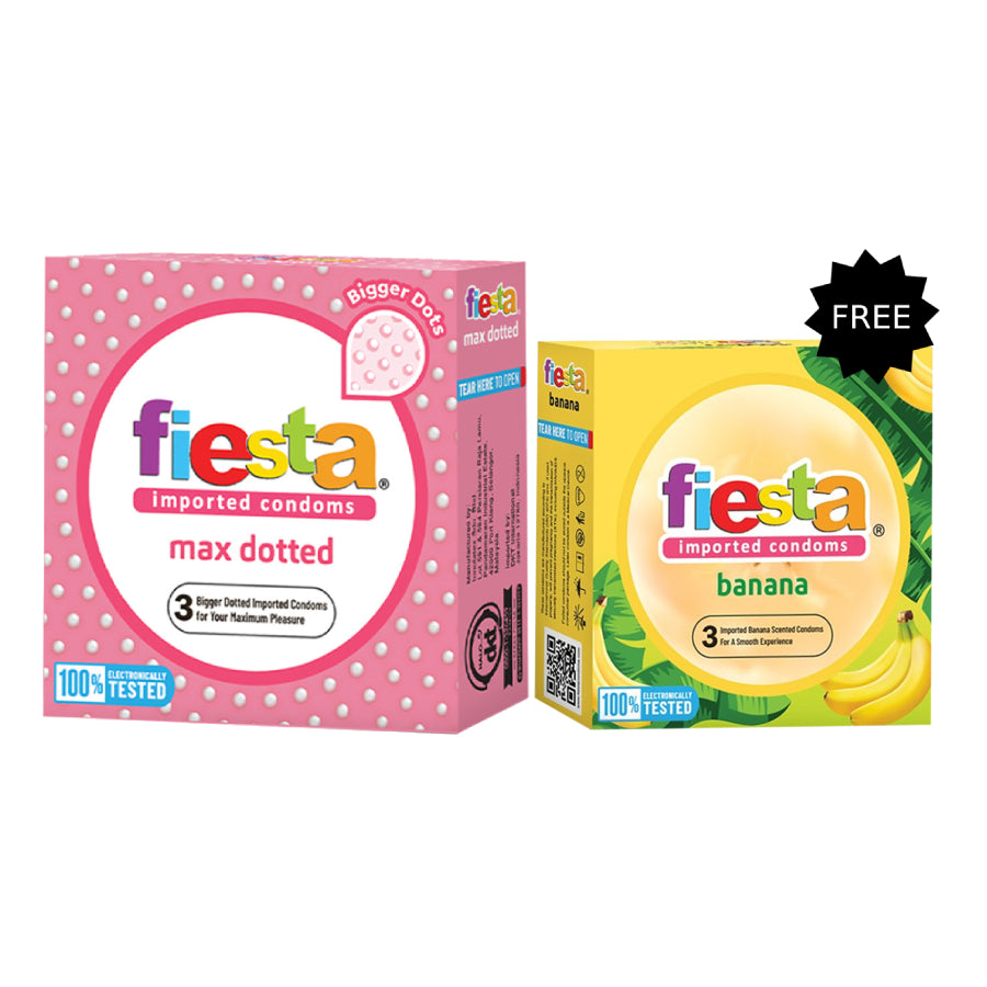 Fiesta Kondom Max Dotted - 3 Pcs | Free Fiesta Kondom Banana - 3 Pcs