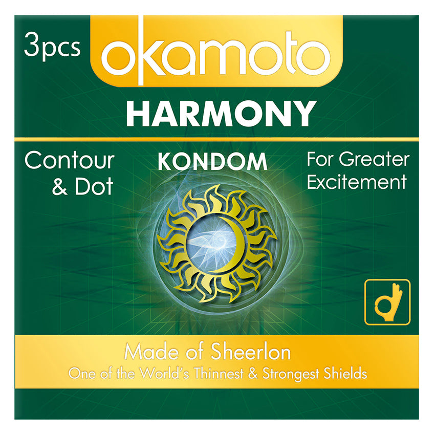 Okamoto Kondom Aloe - 2 Pcs + Okamoto Kondom Harmony - 3 Pcs