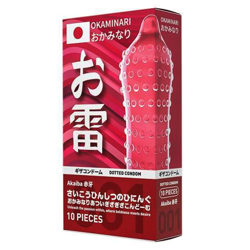 Okaminari Akaiba Kondom 001 Gerigi Tebal - 10 Pcs