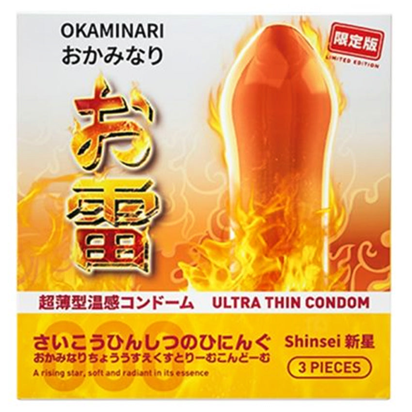 Okaminari Shinsei Kondom 001 Tipis Hot - 3 Pcs