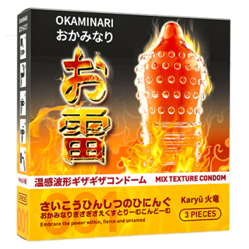 Okaminari Karyu Kondom 001 Gerigi Pipa Hot - 3 Pcs