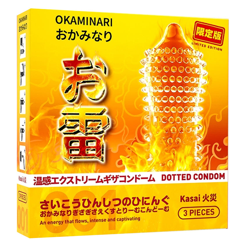 Okaminari Kasai Kondom 001 Gerigi Xtreme Hot - 3 Pcs