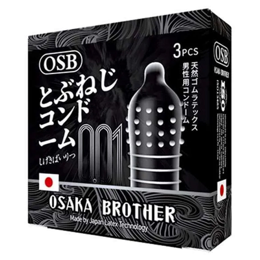 OSB Osaka Brother Kondom 001 Gerigi Pipa Hitam - 3 Pcs
