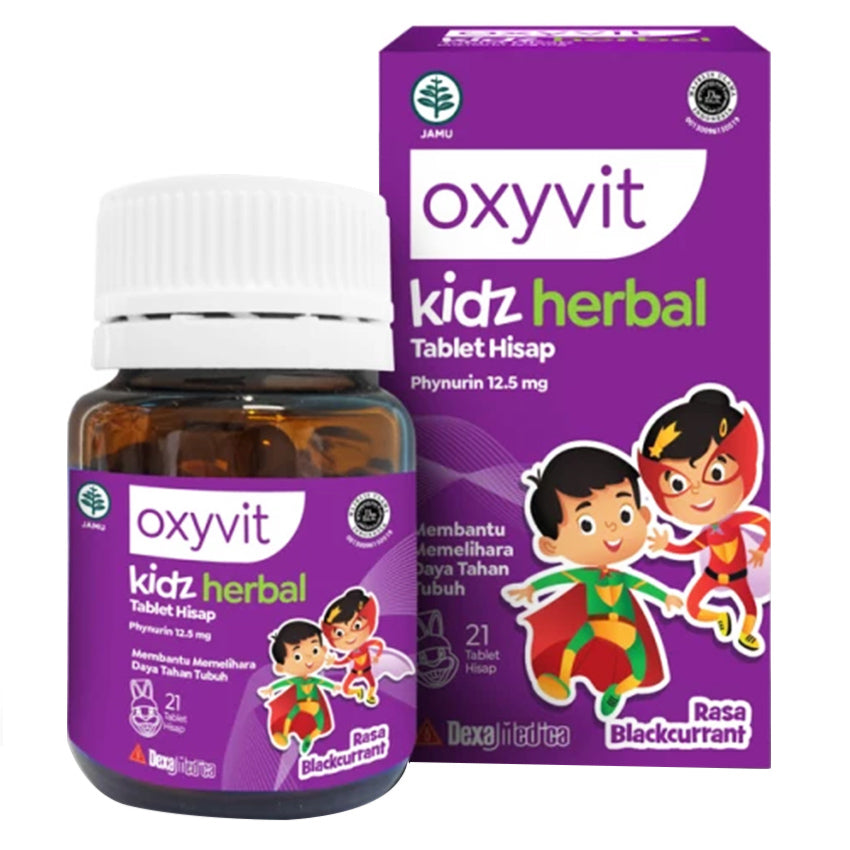 Gambar Oxyvit Kidz Vitamin Herbal Tablet Hisap Blackcurrant - 21 Tablet Jenis Kesehatan
