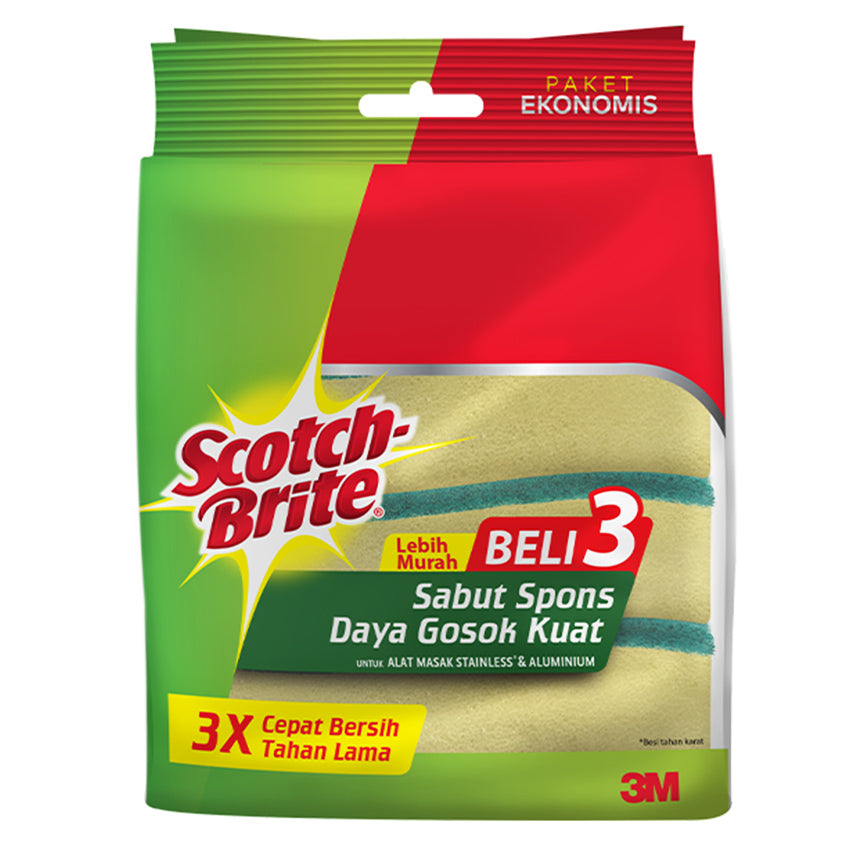 Scotch Brite Sabut Spons Cuci Piring - 3 Pcs (ID 126003)