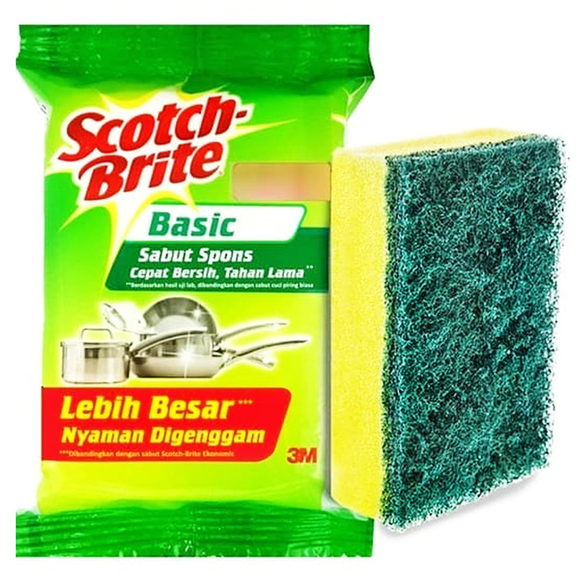 Scotch Brite Sabut Spons Cuci Piring Hijau Basic - 1 Pcs (ID 126000)