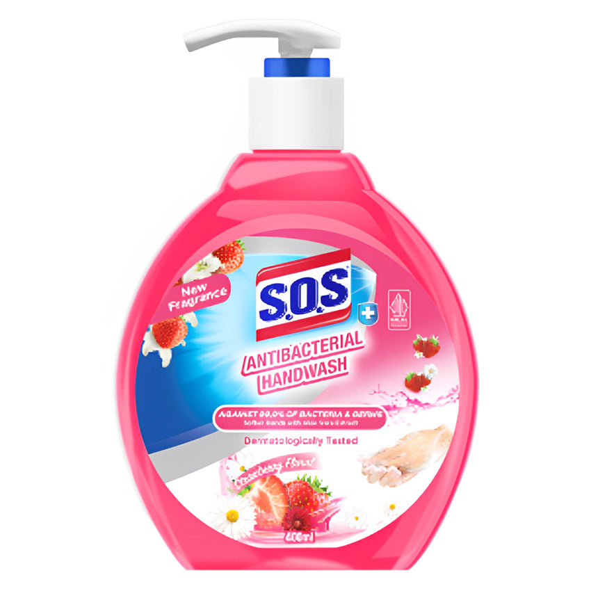 SOS Handsoap Strawberry Bottle Pump - 400 mL