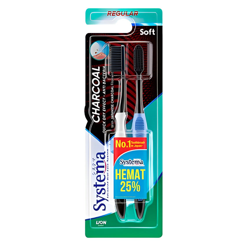Systema Charcoal Regular Toothbrush - 2 Pcs