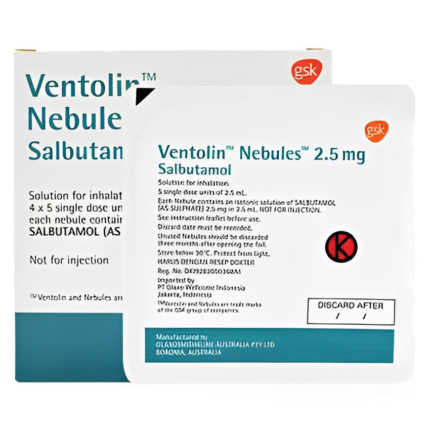 Ventolin Nebules 2.5 mg Obat Pernapasan - 4 Ampul