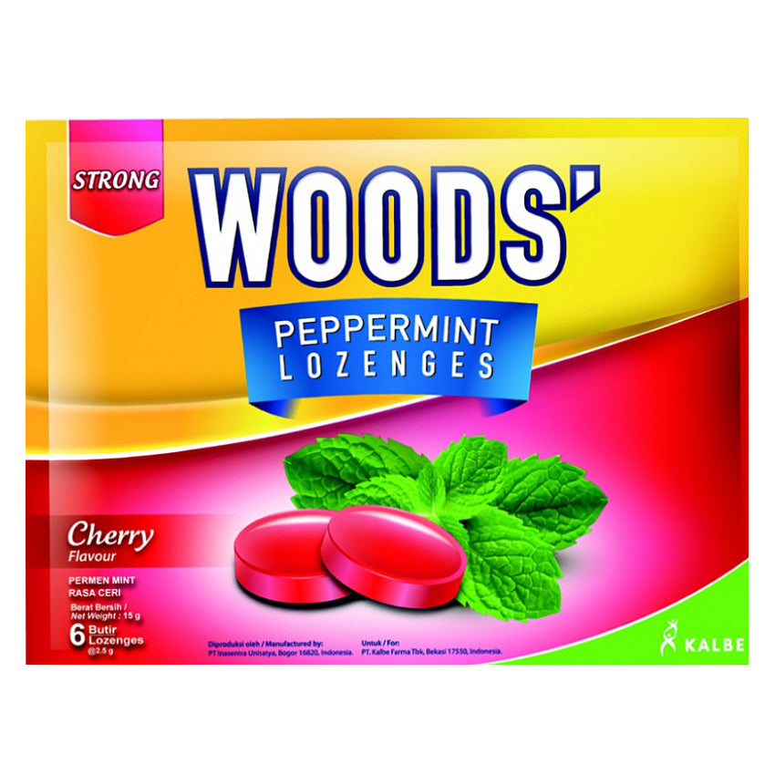 Woods Permen Pereda Tenggorokan Rasa Cherry - 6 Pcs