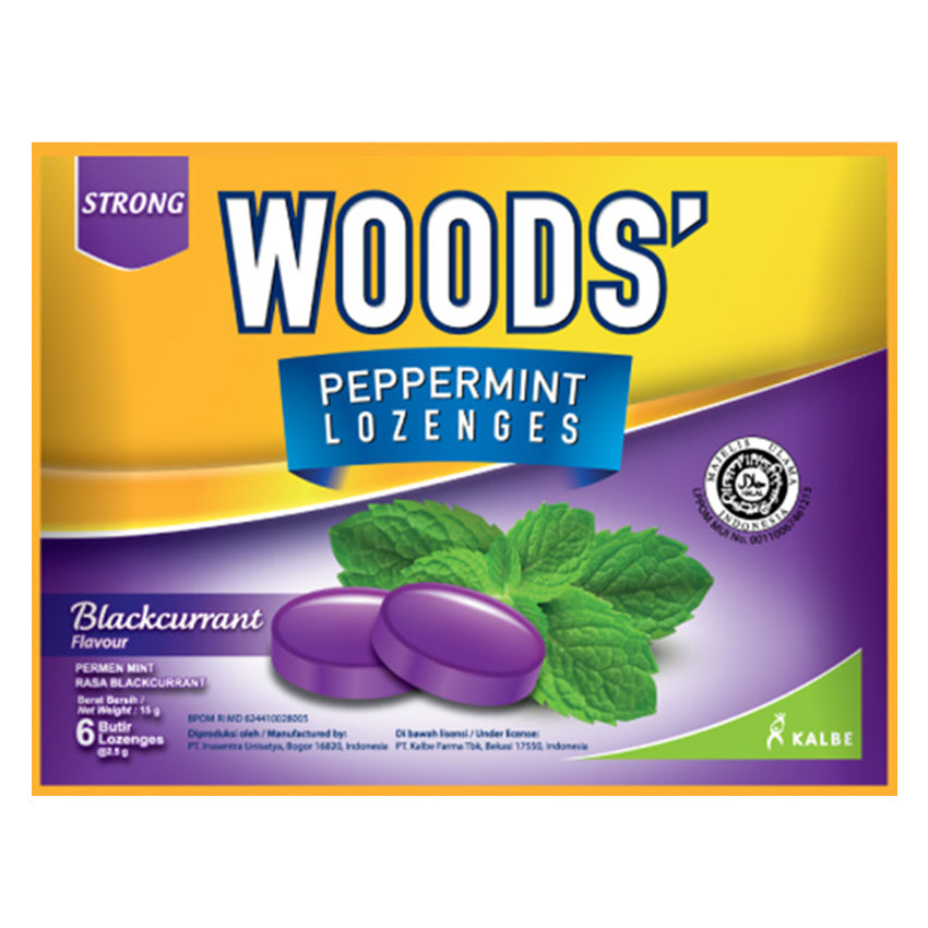 Woods Permen Pereda Tenggorokan Rasa Blackcurrant - 6 Pcs