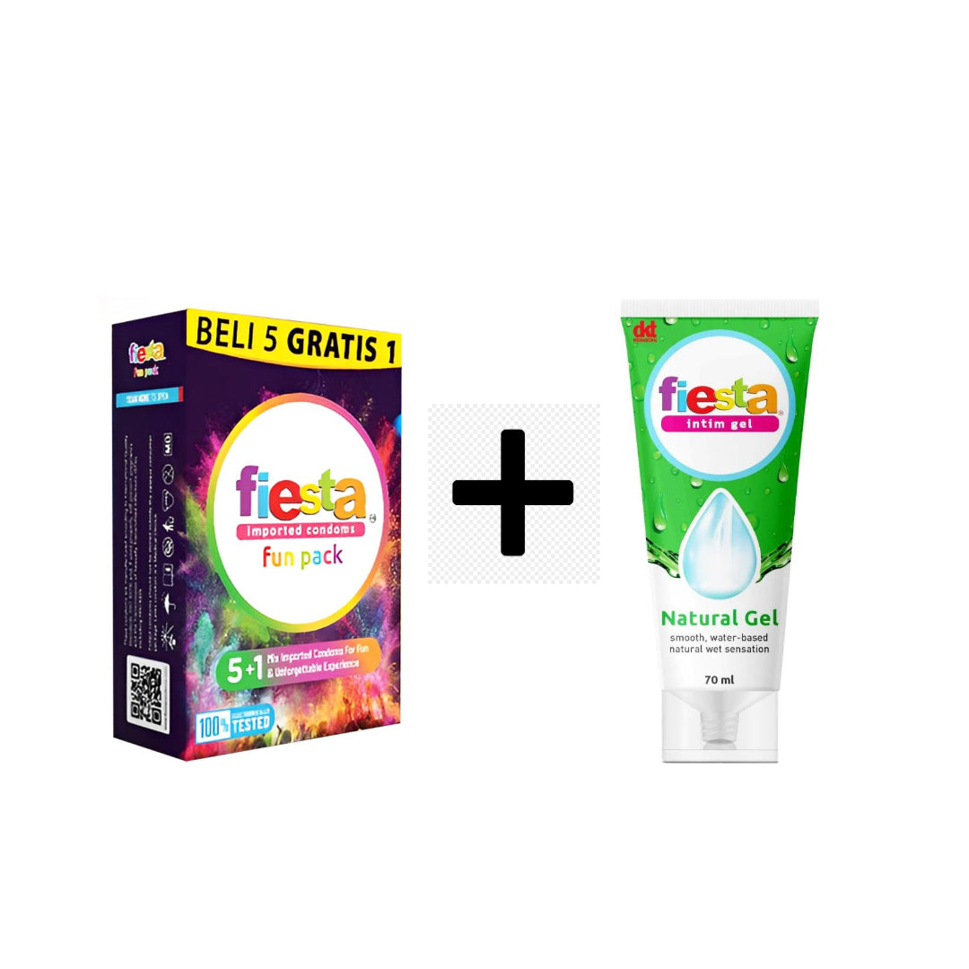 Perfect Duo - Fiesta Kondom Fun Pack + Lubricant Gel Natural