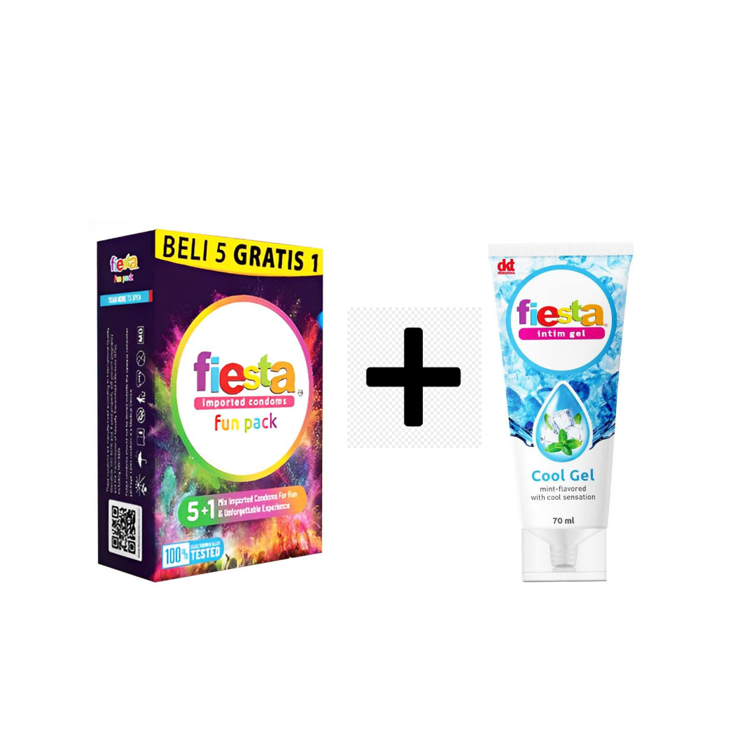 Perfect Duo - Fiesta Kondom Fun Pack + Lubricant Gel Cool