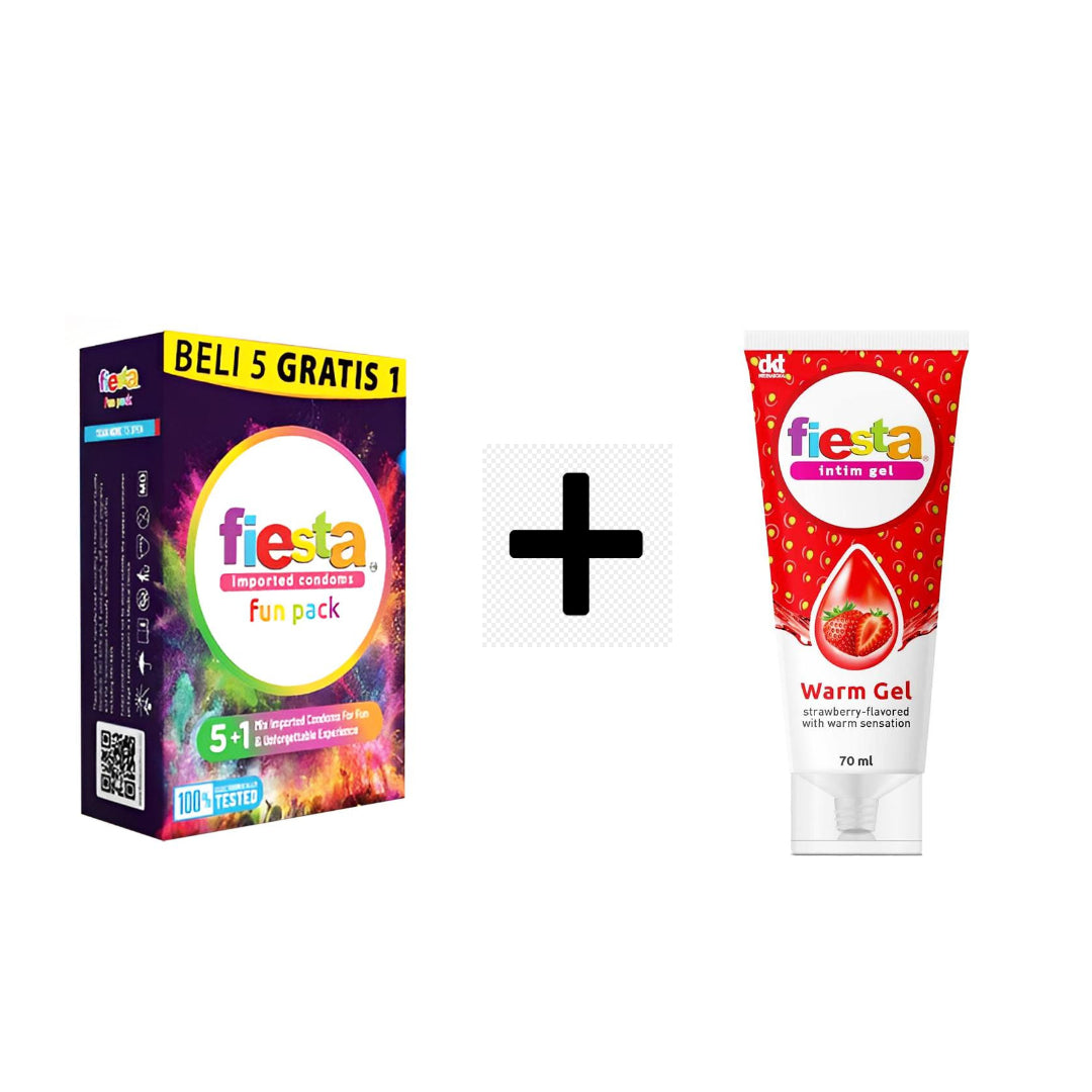 Perfect Duo - Fiesta Kondom Fun Pack + Lubricant Gel Warm