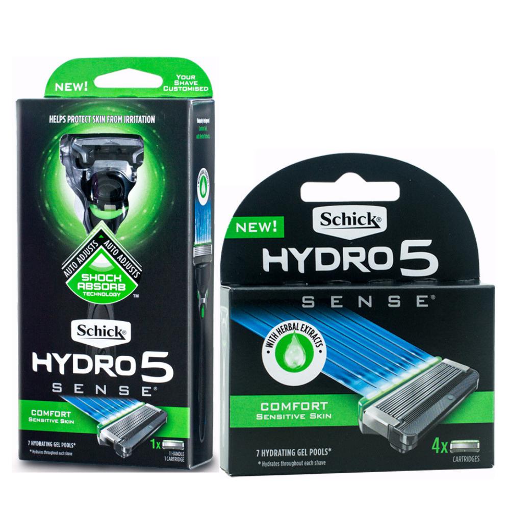 Gambar Schick Hydro 5 Sense Comfort Kit - 1 Razor + 4 Cartridges Jenis Peralatan Cukur