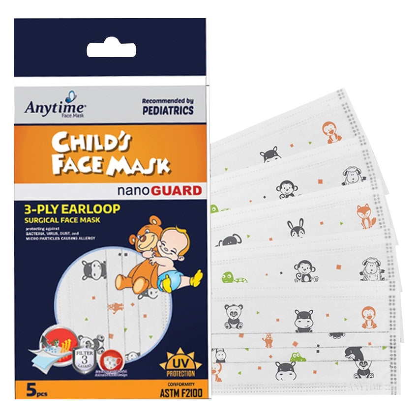 Anytime Child's Face Mask Earloop - 5 Pcs