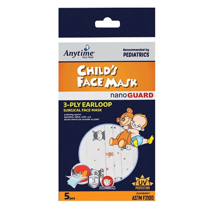 Anytime Child's Face Mask Earloop - 5 Pcs