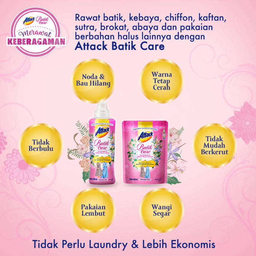 Attack Batik Care Liquid Detergent Bottle - 500 mL