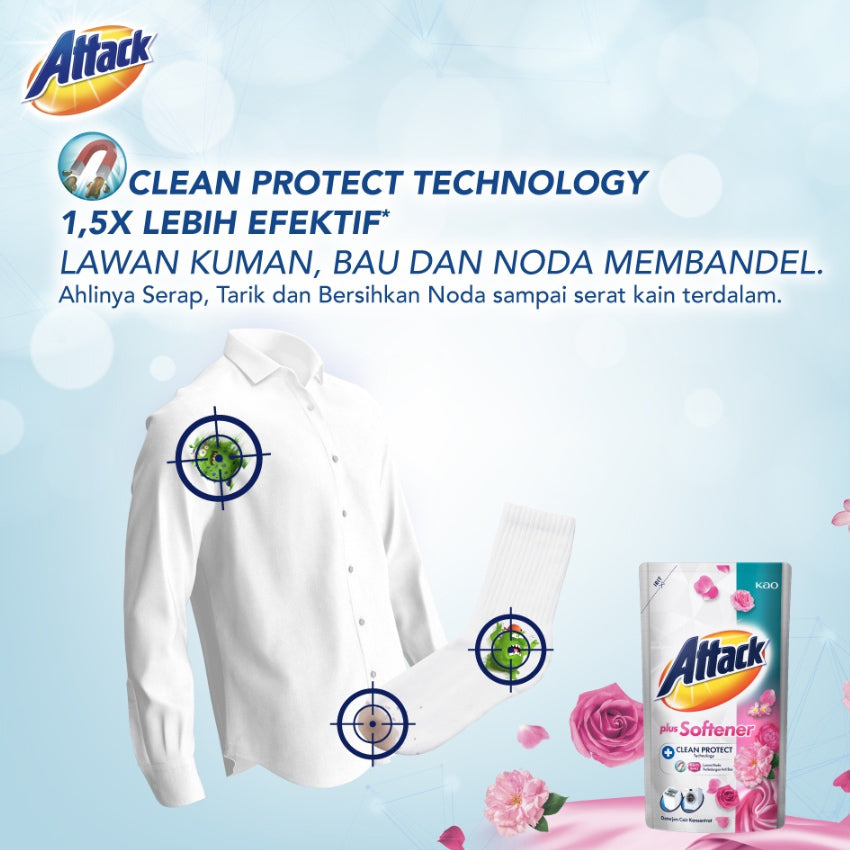 Attack Plus Softener Liquid Detergen Pouch - 800 mL