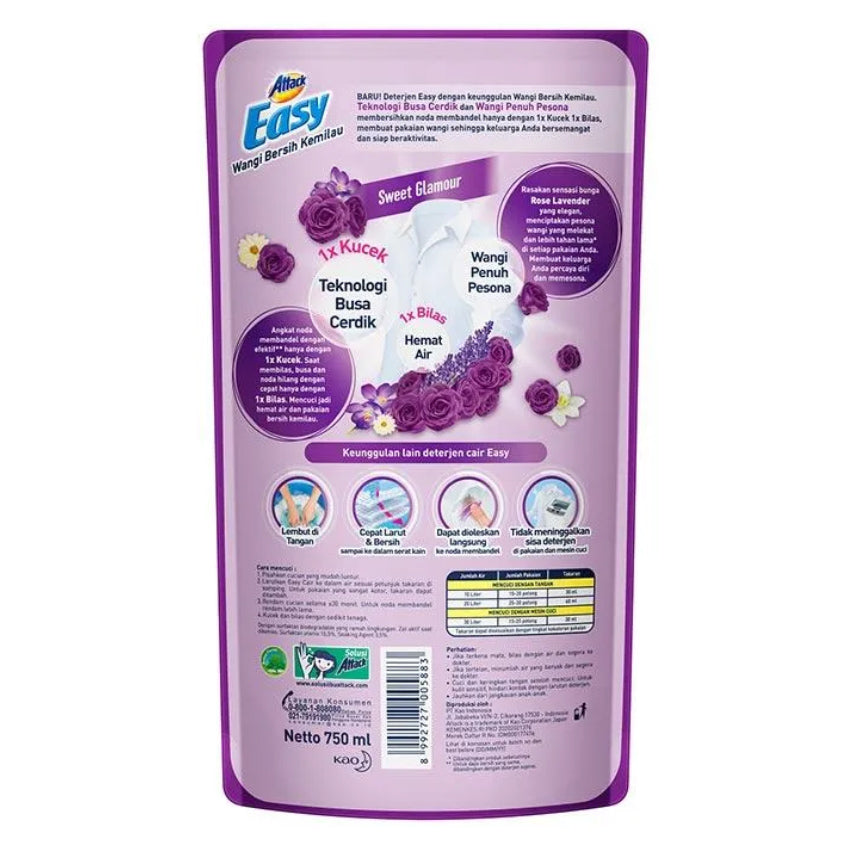 Attack Easy Sweet Glamour Liquid Detergen Pouch - 750 mL