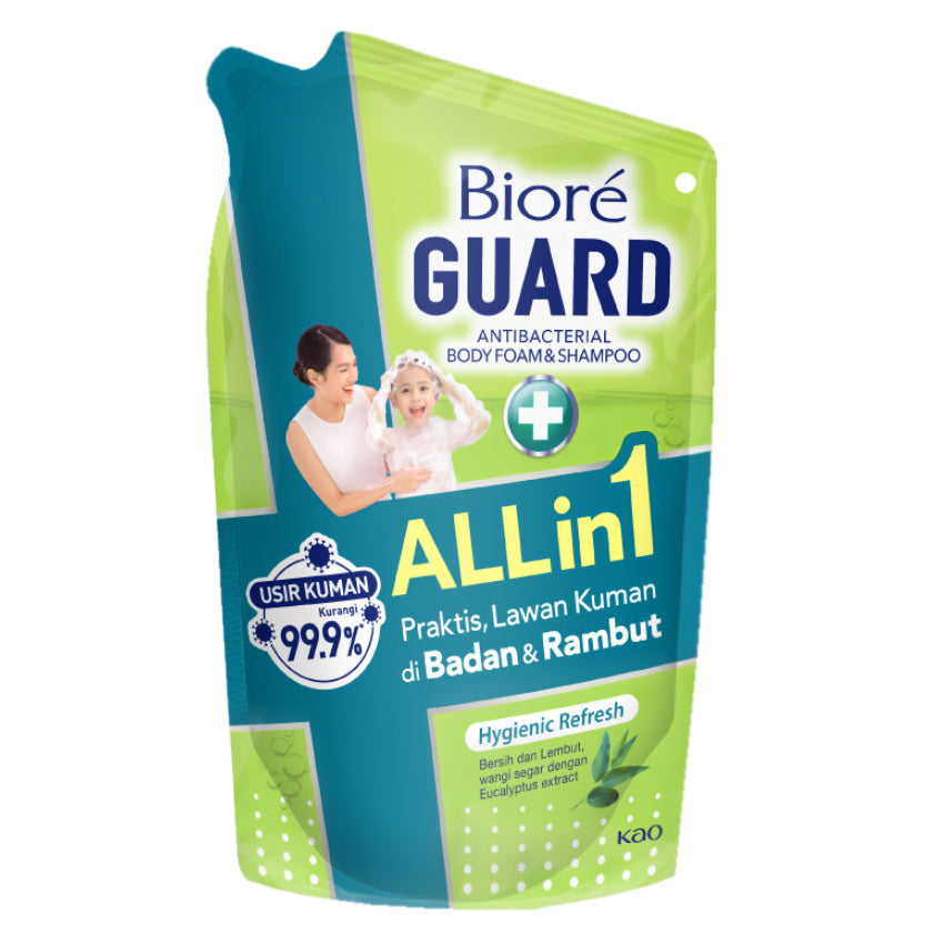 Gambar Biore Guard Antibacterial Body Foam & Shampoo All in 1 Pouch - 400 mL Jenis Perawatan Tubuh