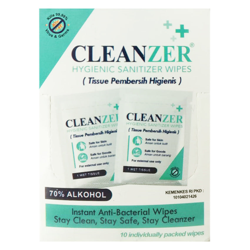 Gambra Cleanzer Hygienic Sanitizer Wipes - 10 Sachets Jenis Perawatan Tubuh