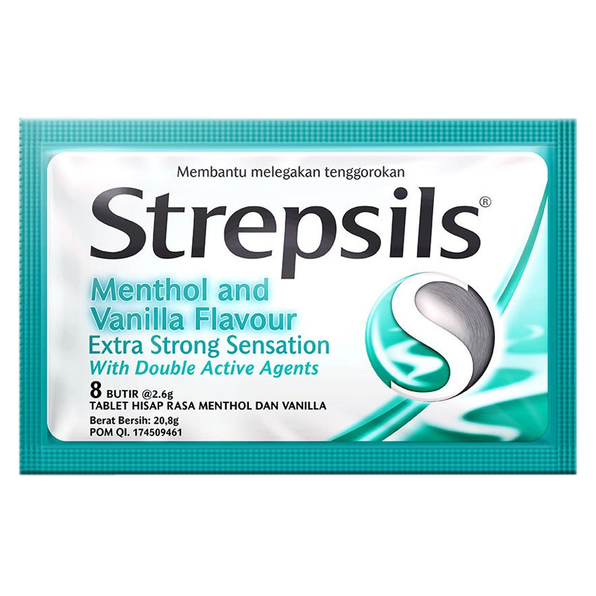 Gambar Strepsils Permen Pelega Tenggorokan Extra Strong - 8 Butir Suplemen Kesehatan