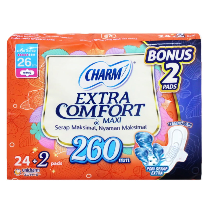 Charm Extra Comfort Maxi Wing 26cm - 24 Pads