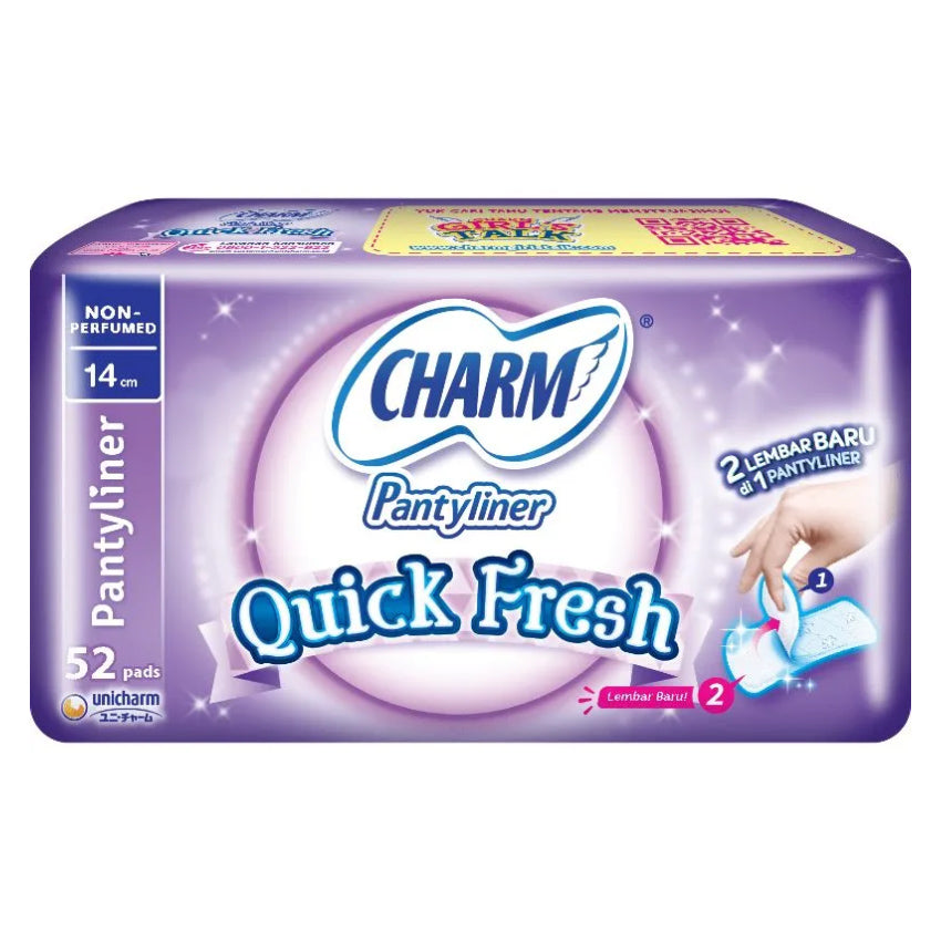 Charm Pantyliner Quick Fresh Non Perfumed - 52 Pads