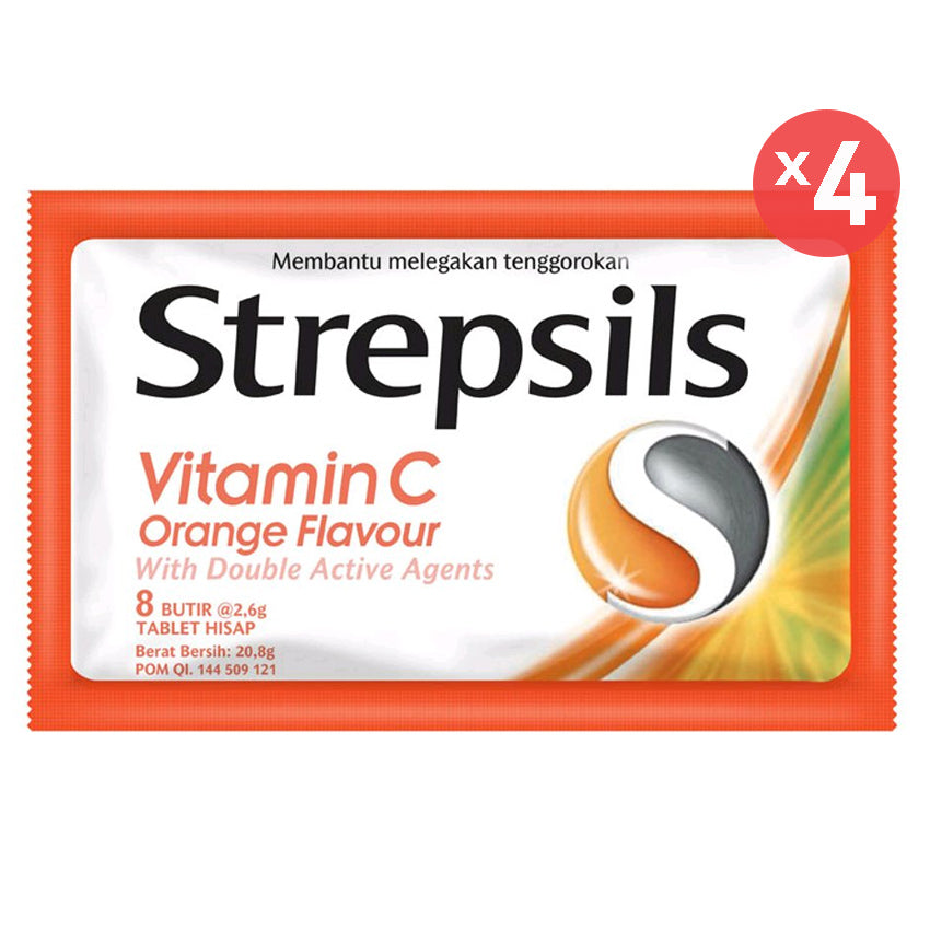 Strepsils Orange 8 Butir - 4 Pcs