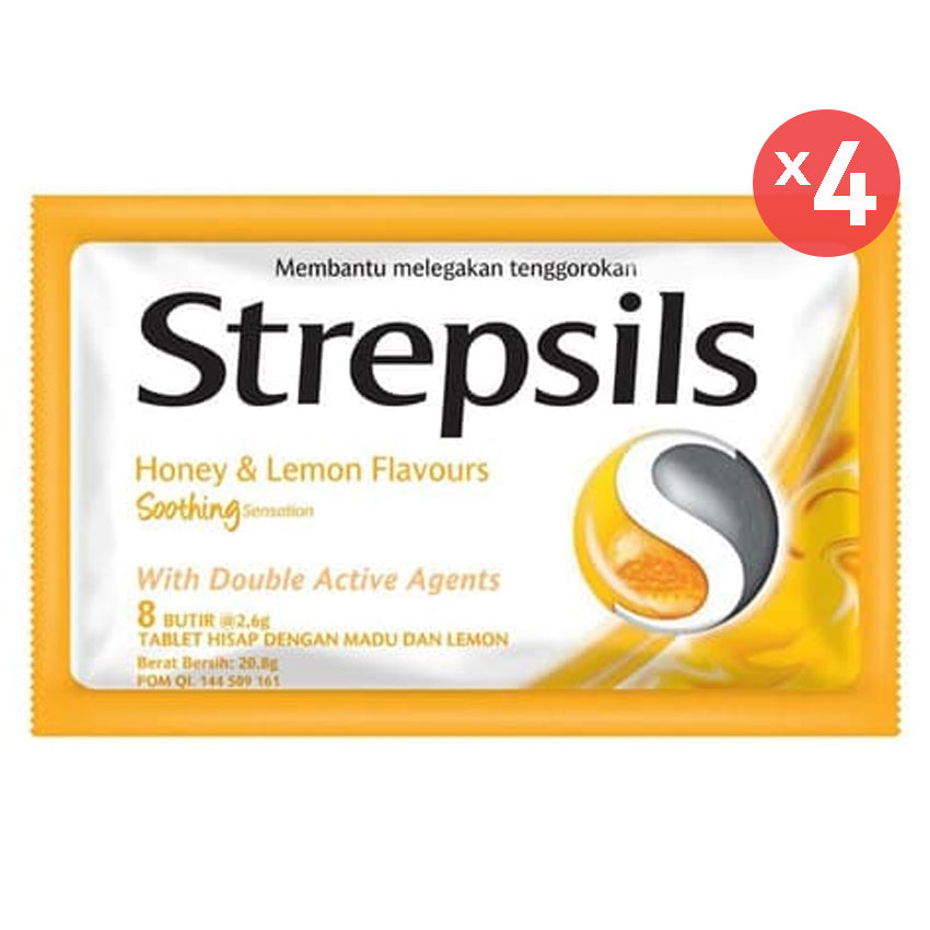 Strepsils Honey & Lemon 8 Butir - 4 Pcs