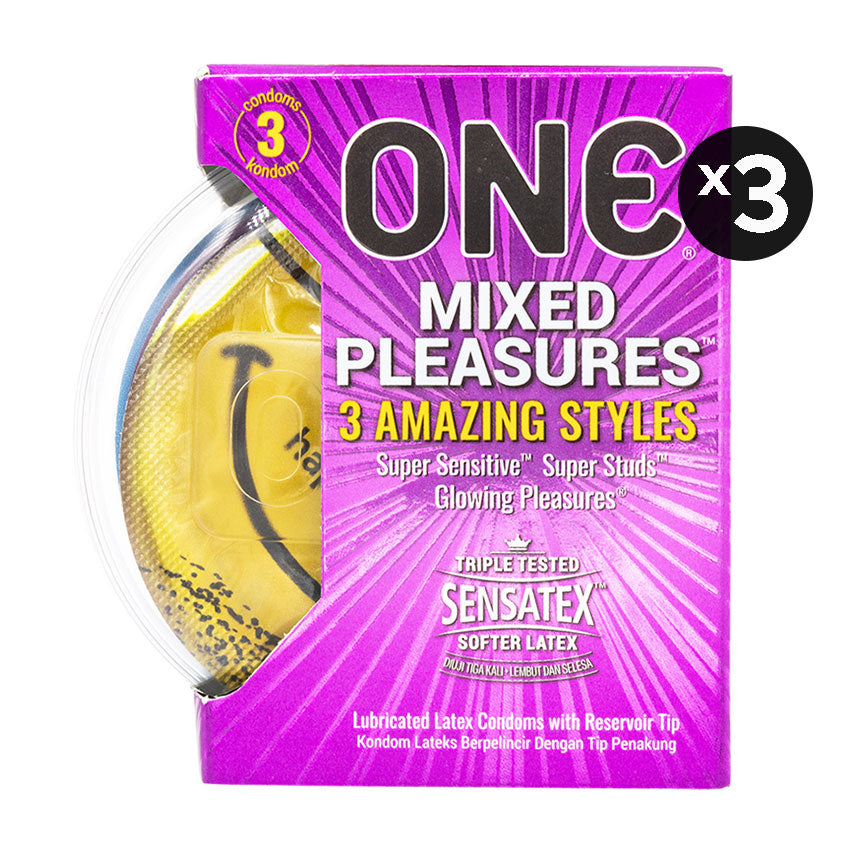 Gambar ONE® Kondom Mixed Pleasure 3 Pcs - 3 Box Kondom